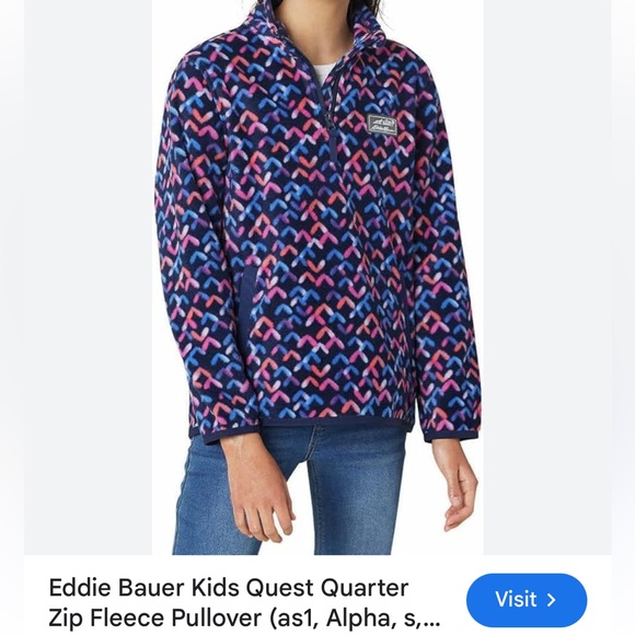 Eddie Bauer Kids Quest Print 1/4 Zip Fleece Pullover Sz M/10-12 w MEASUREMENTS! - Picture 14 of 14